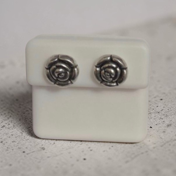Sterling Silver Rose Earrings