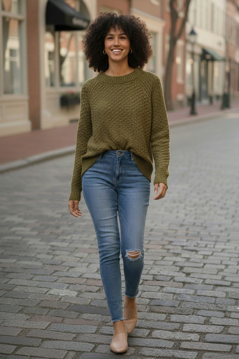 Elegant Crewneck Pullover Sweater