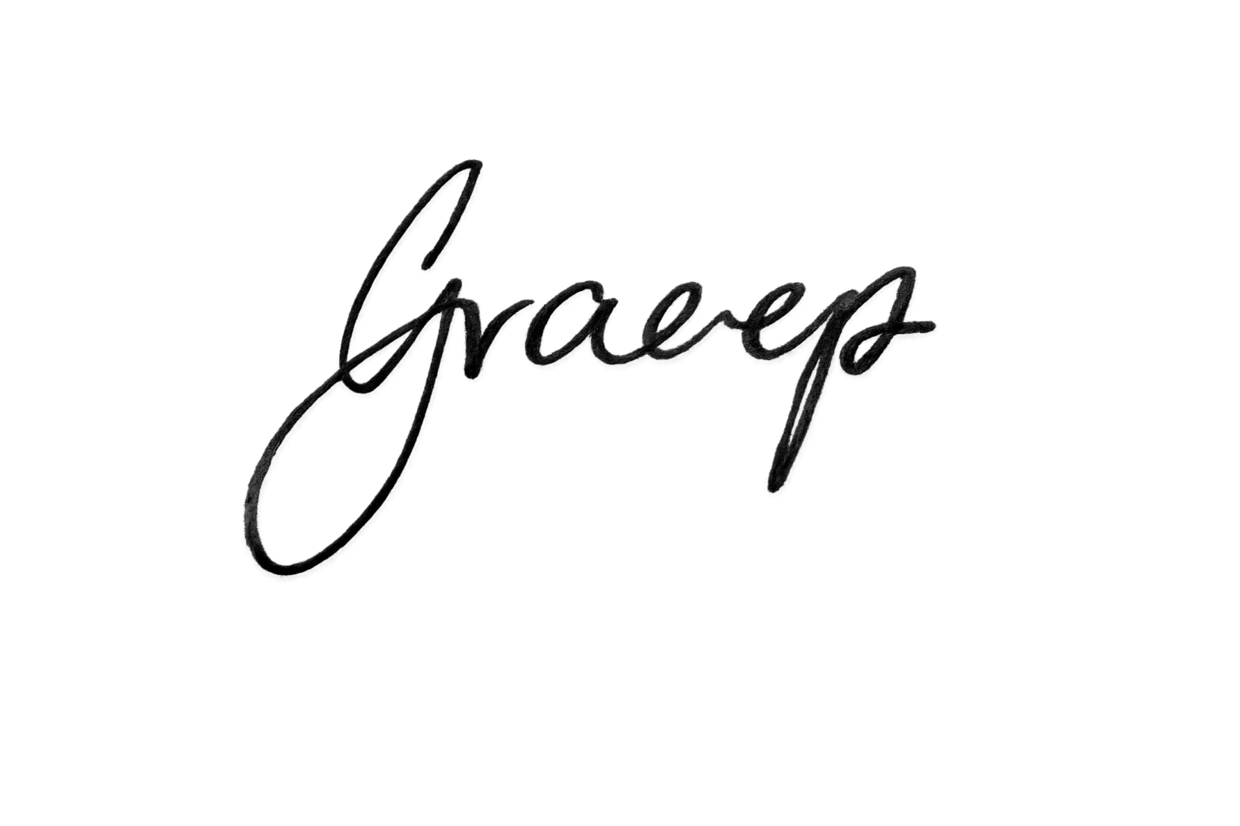 Black cursive text reading grace p