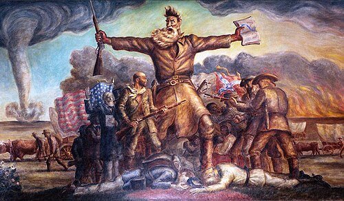 Tragic Prelude, painted in 1942 by the American artist John Steuart Curry for the Kansas State Capitol building in Topeka, Kansas.