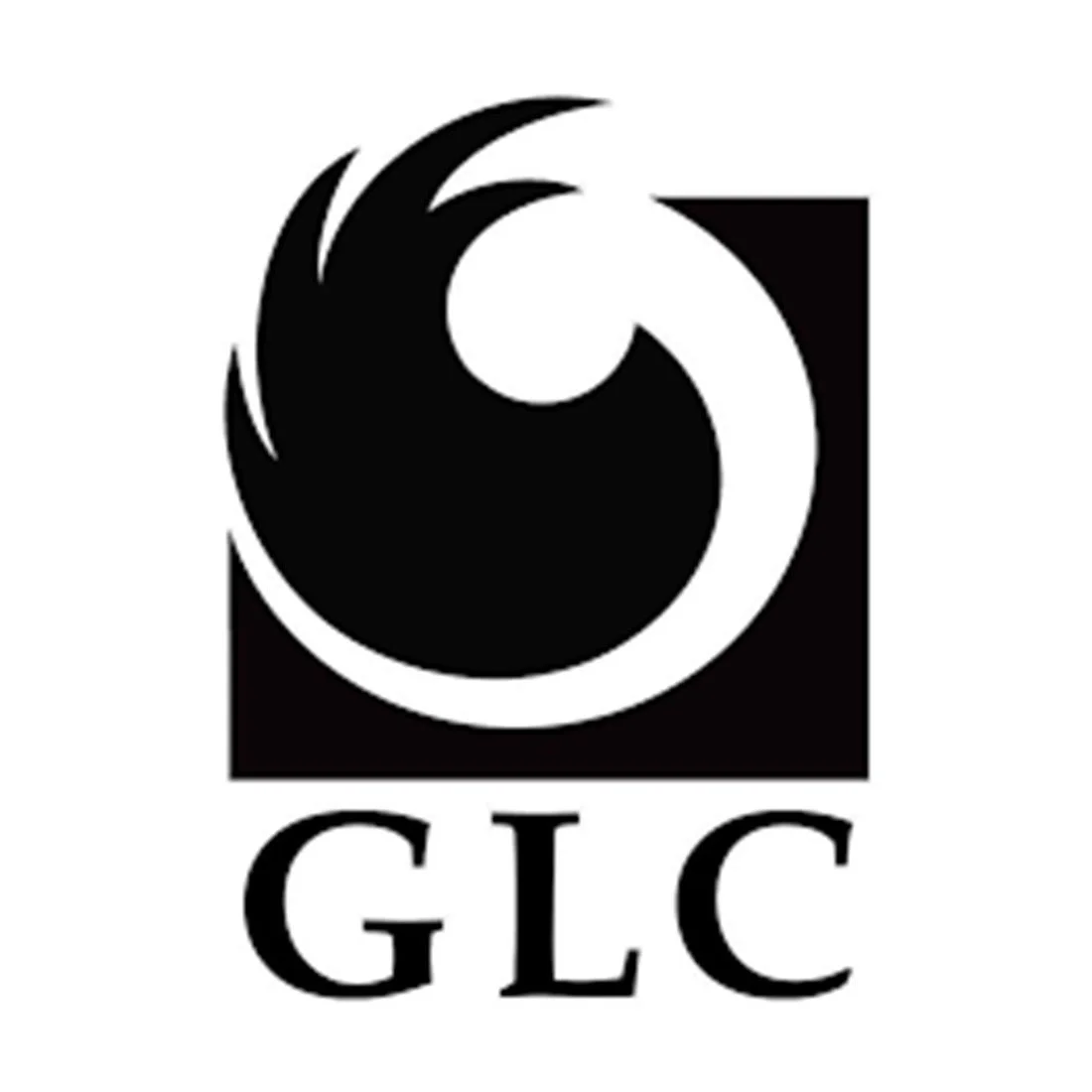 Black and white logo with a stylized circular shape and the letters GLC underneath.
