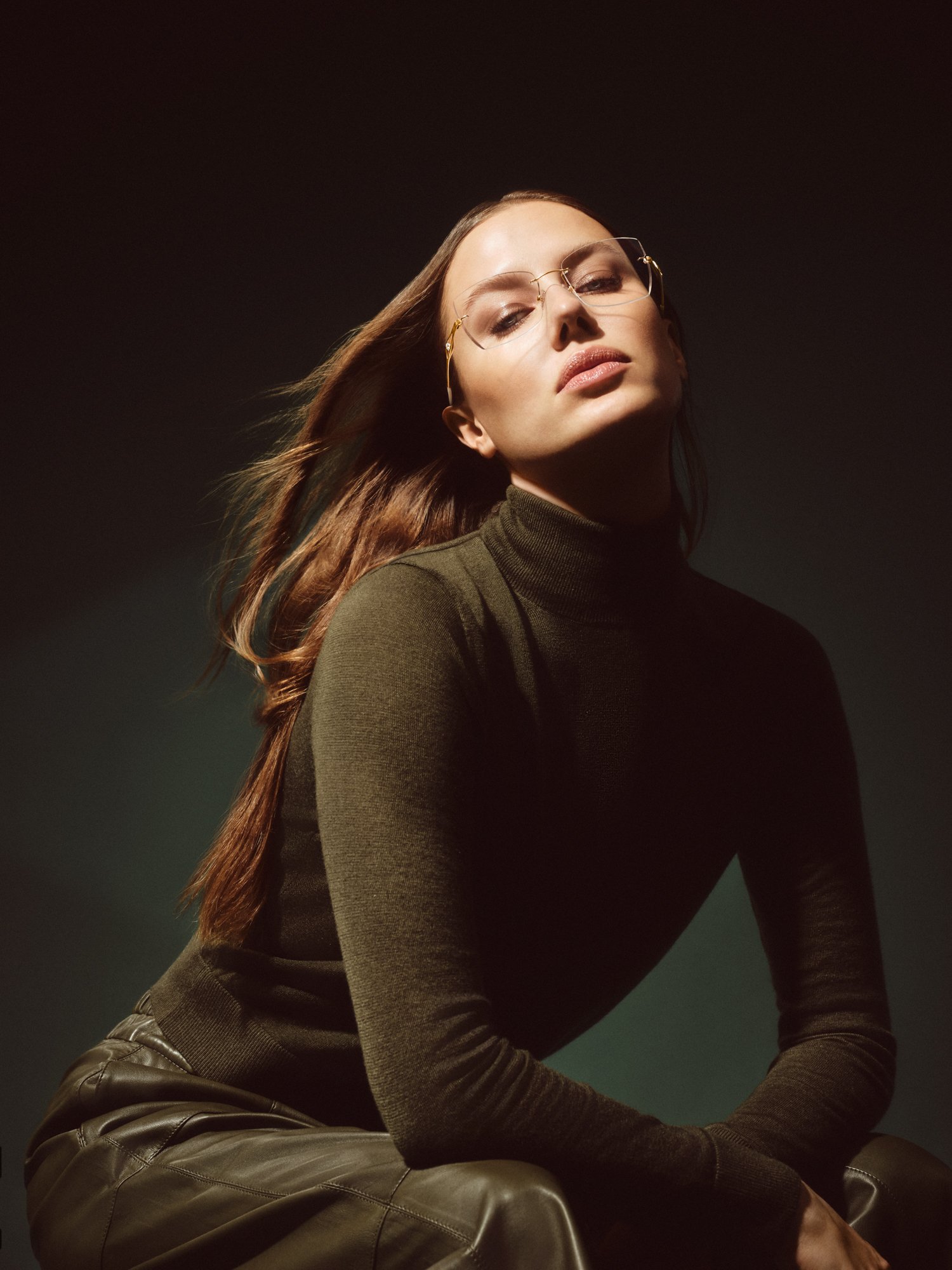 Woman wearing Flair Eyewear Art Couture 9132 glasses