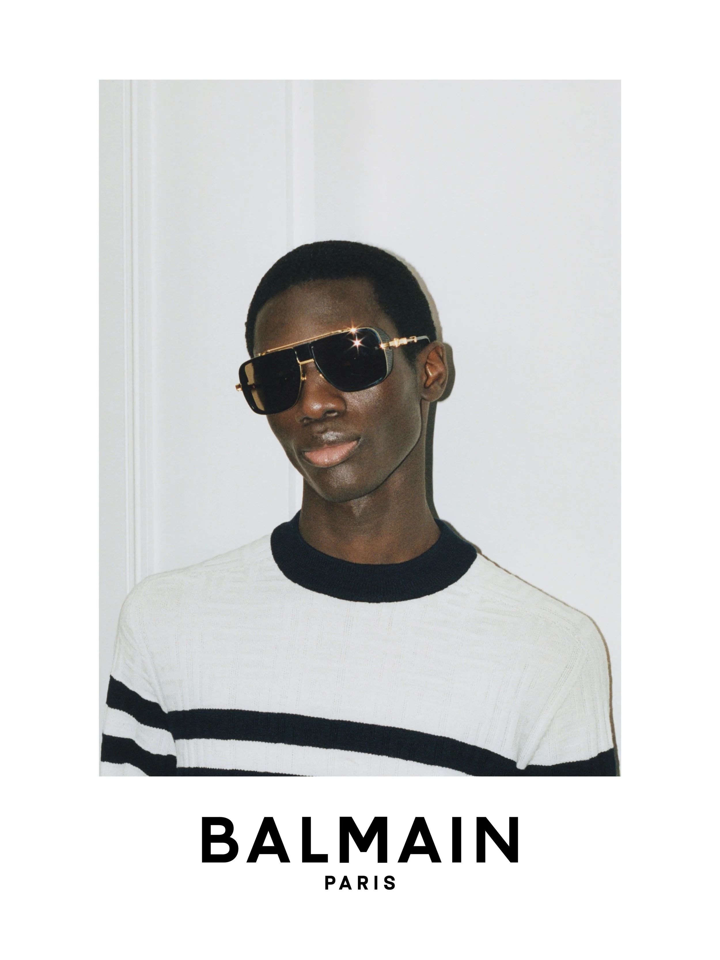 Model wearing Balmain oversized statement sunglasses