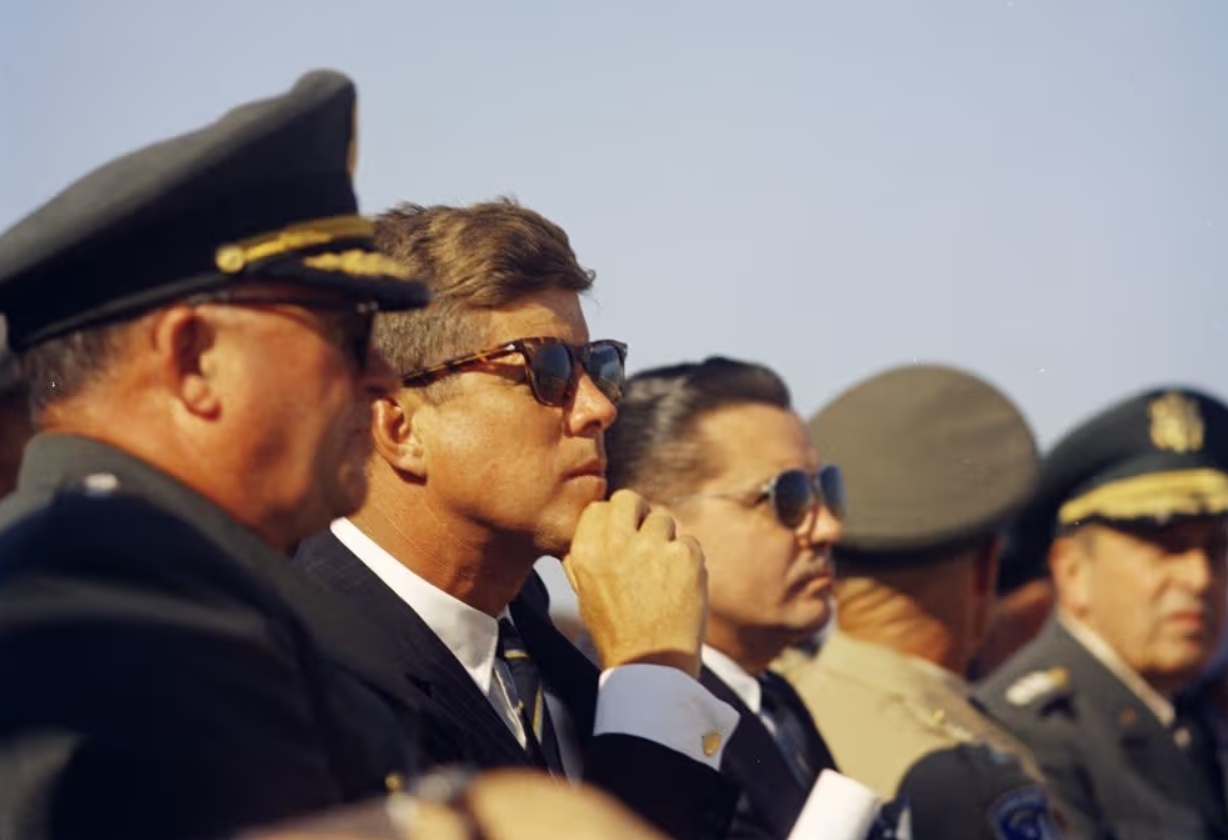 John F. Kennedy wearing the American Optical Saratoga sunglasses