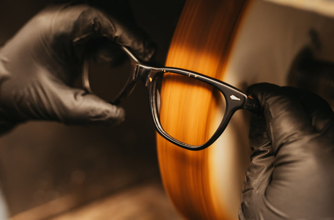 American Optical Saratoga sunglasses (worn by JFK) being crafted
