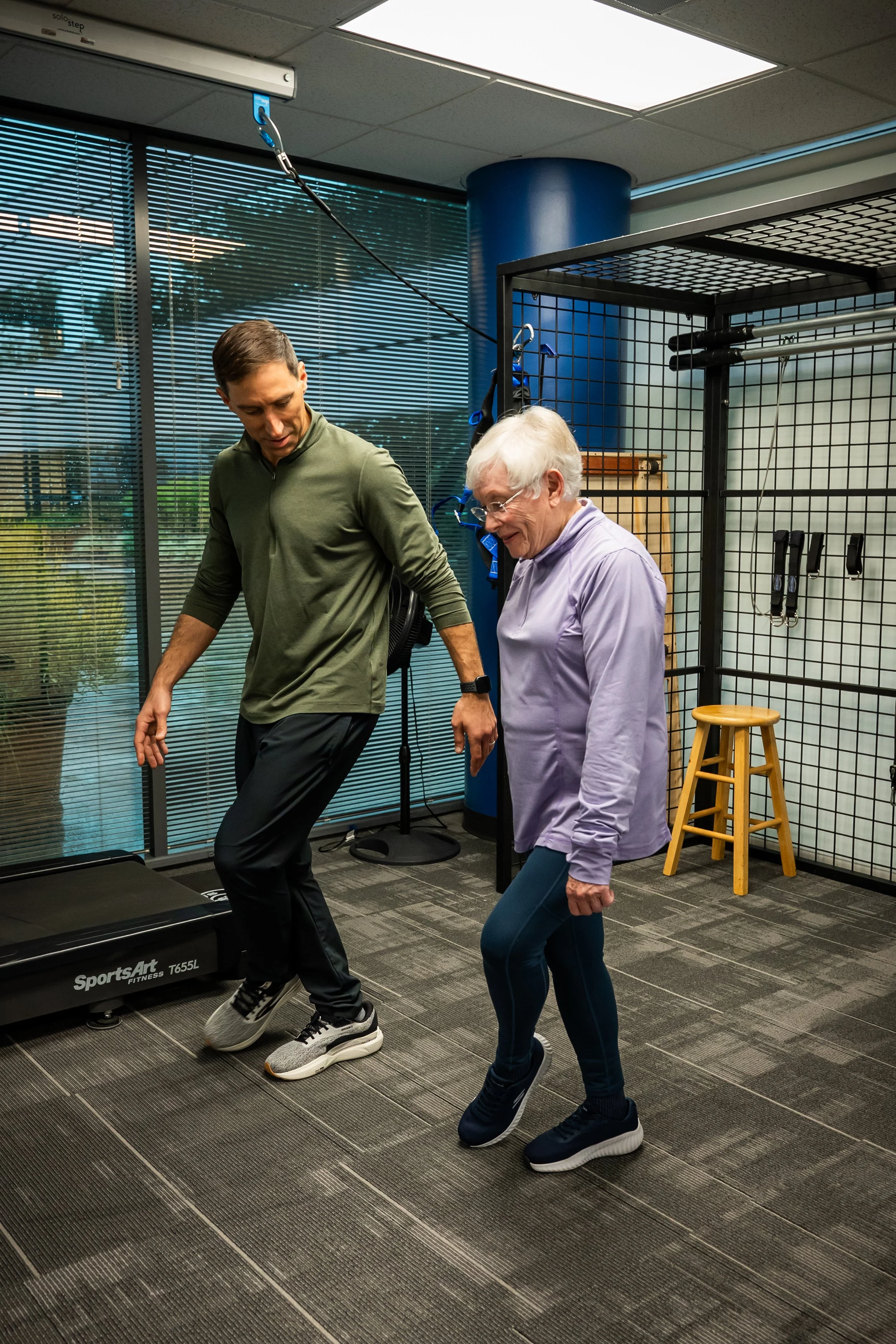 Older adult practicing balance exercises
