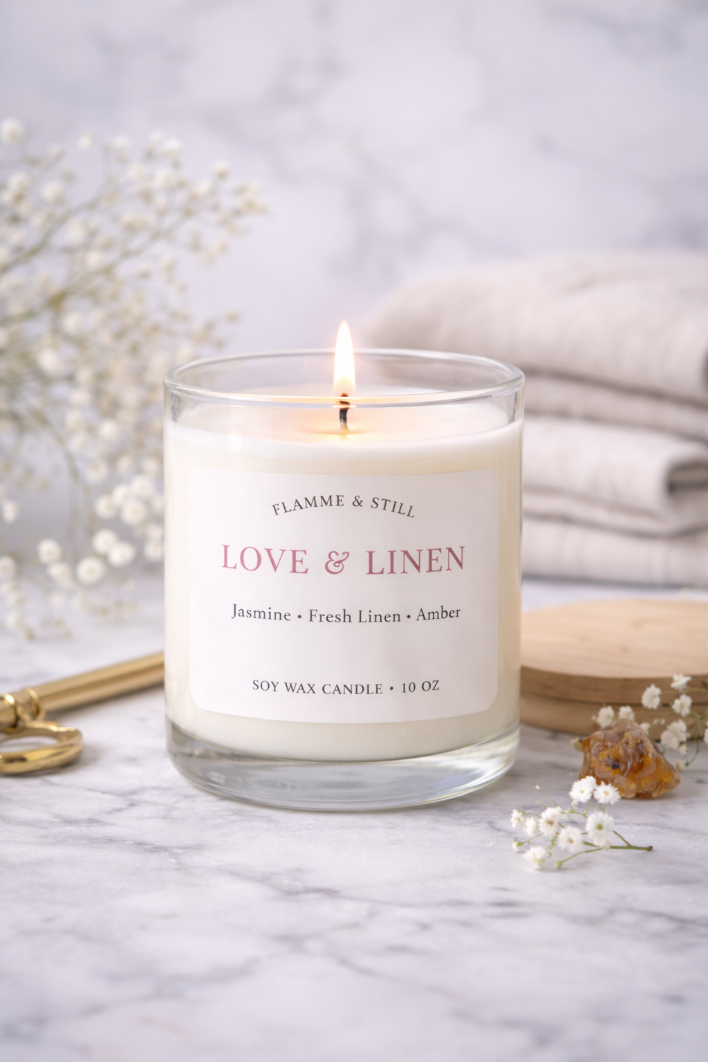 Love & Linen | White Linen Soy Wax Candle