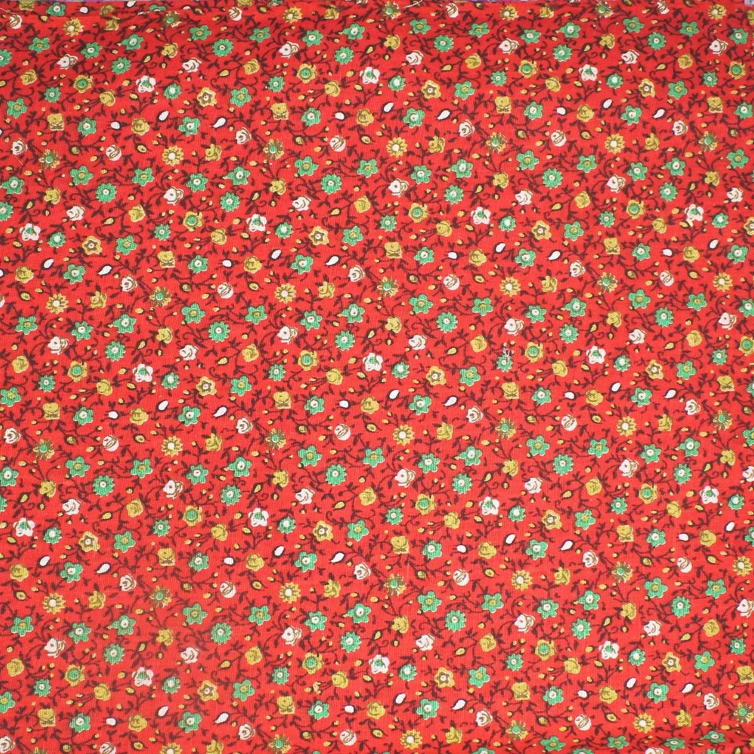 Green & Gold Calico on Red