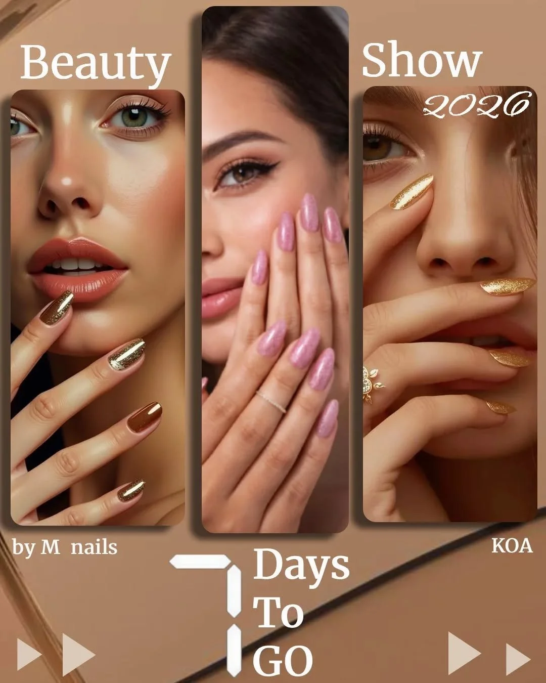 7 days to go&hellip; and the glow is getting louder ✨

We&rsquo;re stepping into the spotlight at the Beauty Show 2026 with confidence, creativity, and something special&hellip; KOA Gel Polish 💅🏽💫
From soft glam to bold luxury finishes, this is wh