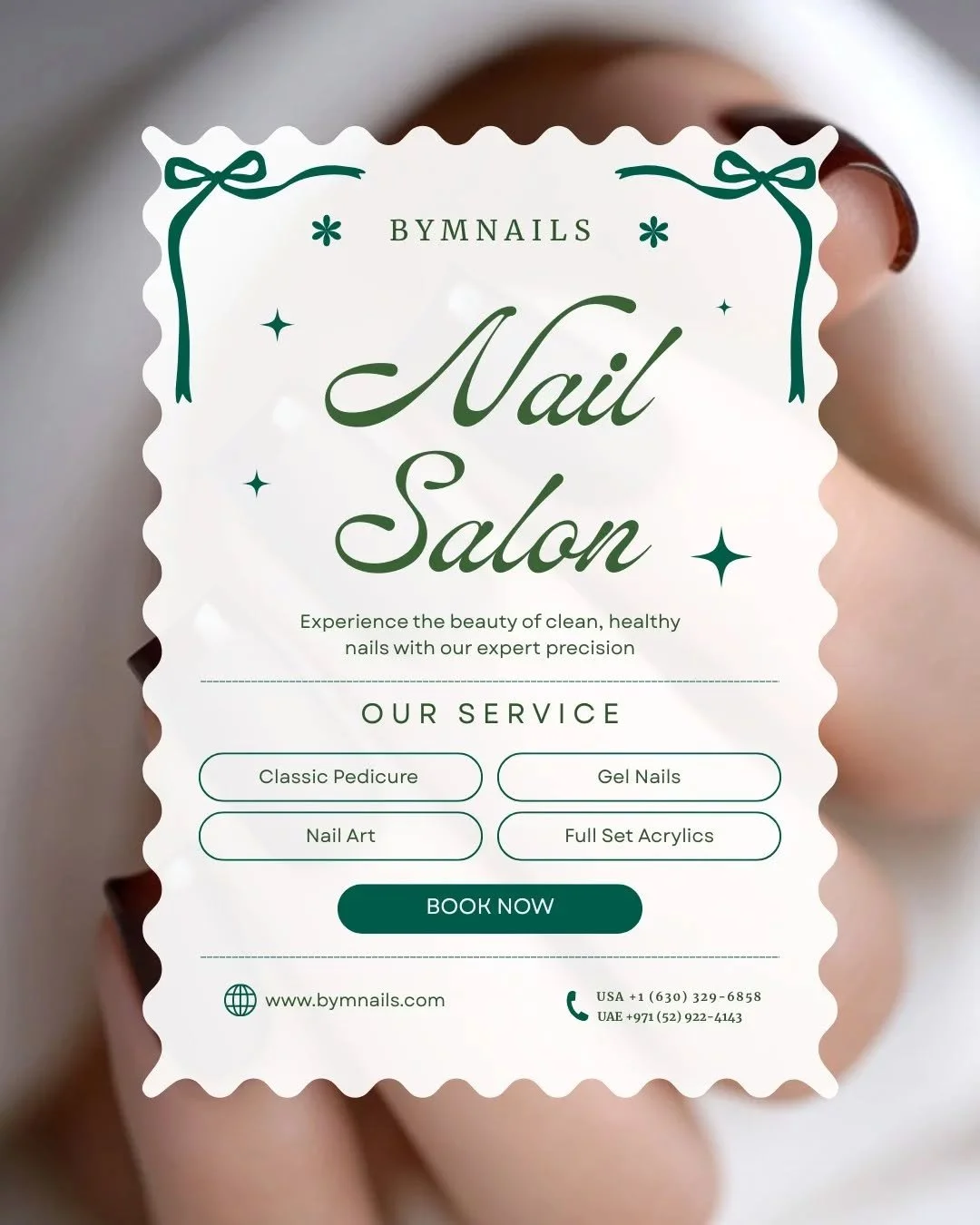 Healthy nails, flawless finish, and beauty you can feel

At byMnails, we bring expert precision and luxury nail care designed for both everyday beauty and professional salon use.
From elegant nail art to full set acrylics and gel nails, your perfect 
