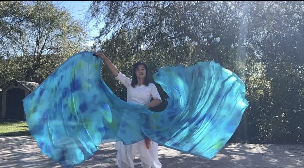 Short Blue Green Tie Dye Flag