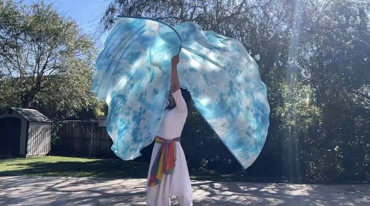 Short Blue Tie Dye Flag
