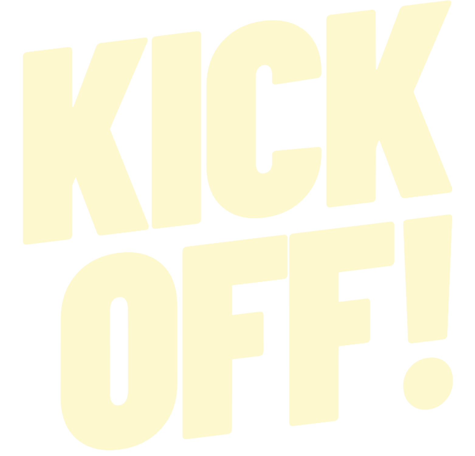 Bold, yellow text on black background reading 'KICK OFF!'