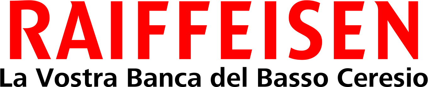 Logo con le parole 'RAIFFEISEN' in rosso e nero.