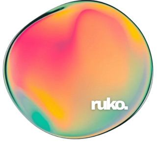 Colorful thermographic or infrared image of a Ruko product with a pink, yellow, and green gradient background.