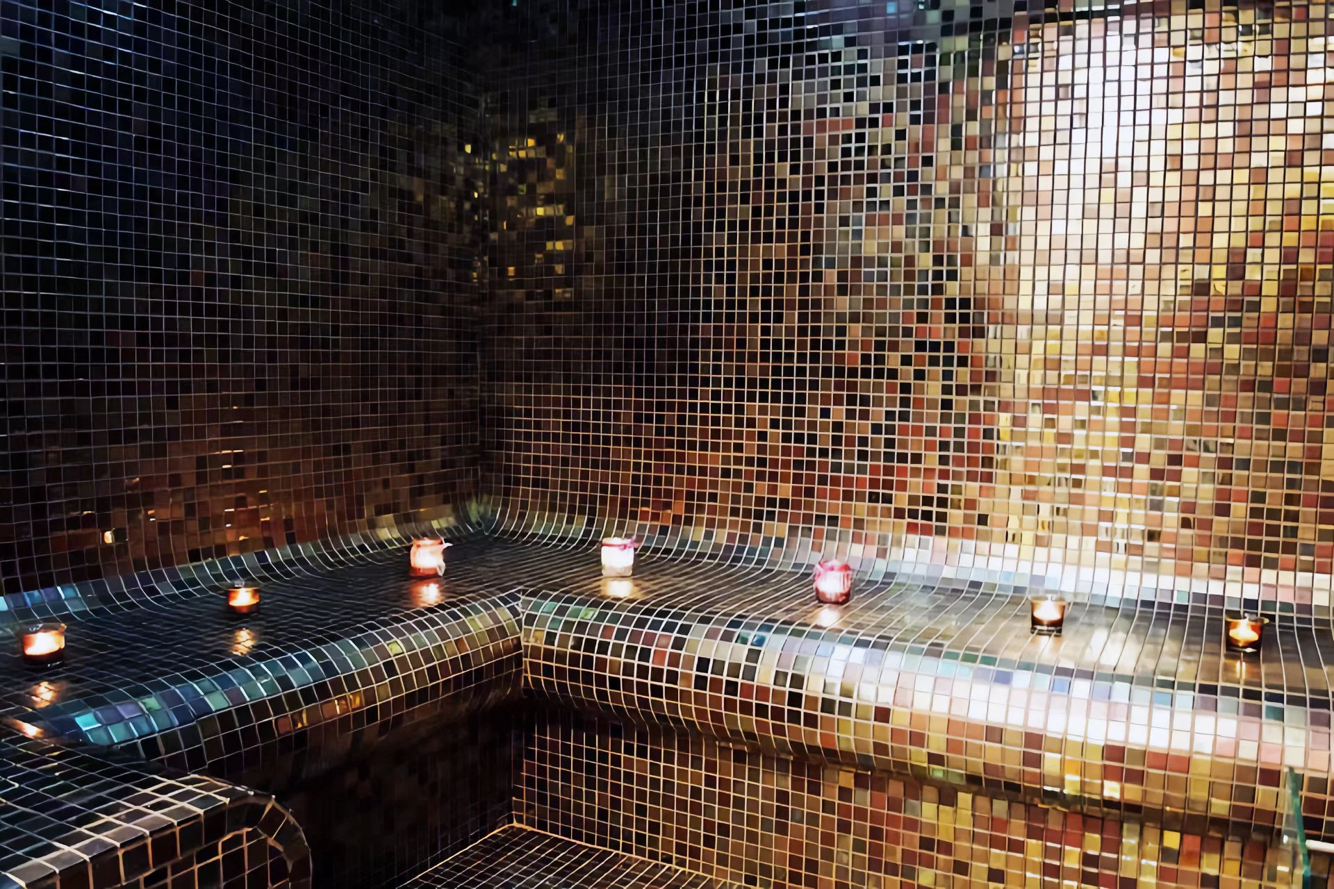 Ambiance du hammam privatif - bougies - Cocooning Spa Paris 17