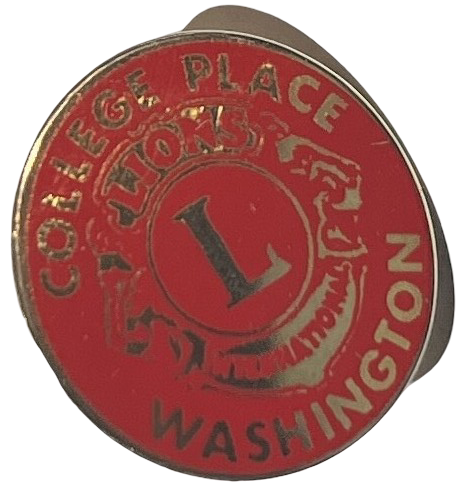 Lions Club International College Place Red Enamel Pin