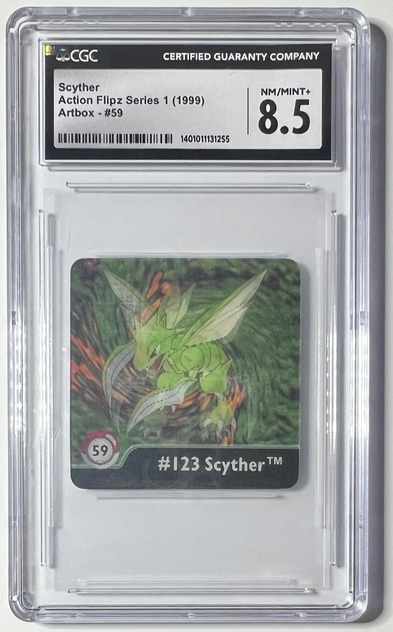 1999 Pokemon Action Flipz Artbox #59 Lenticular 3D ~ Scyther ~ CGC 8.5