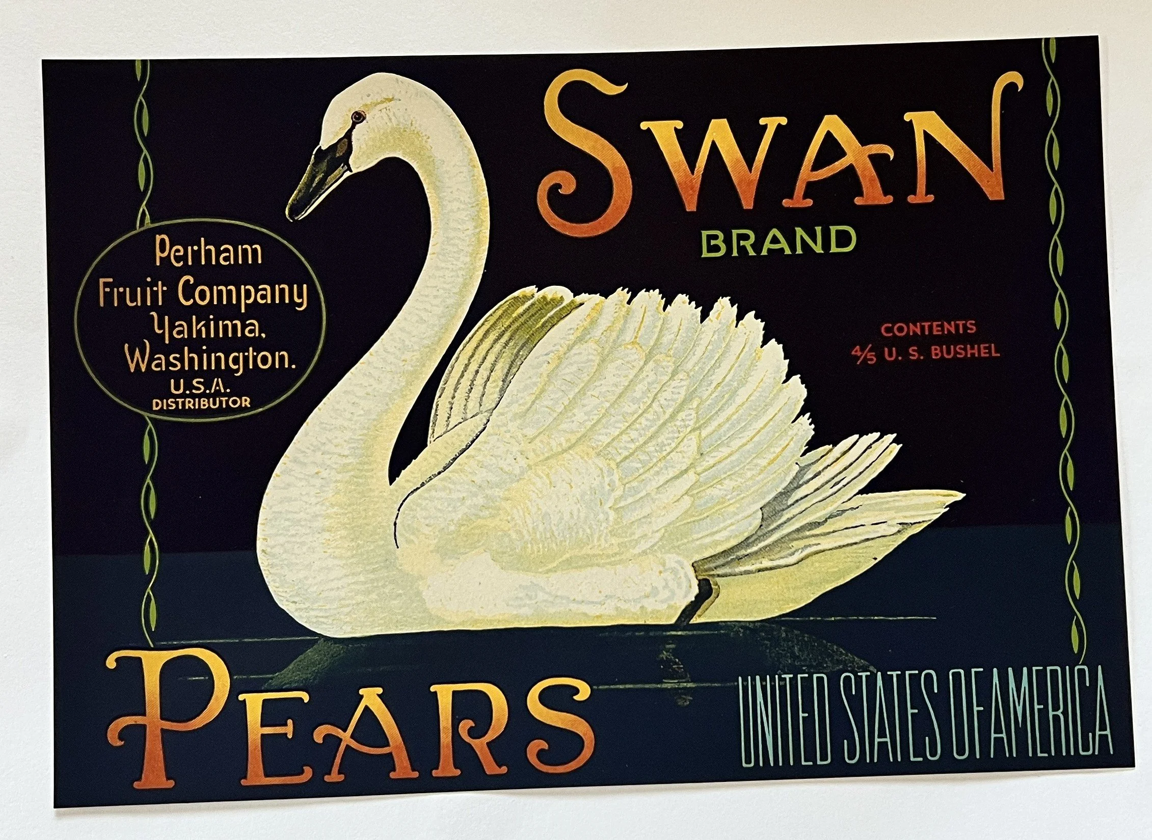 Swan Brand Vintage Fruit Crate Label