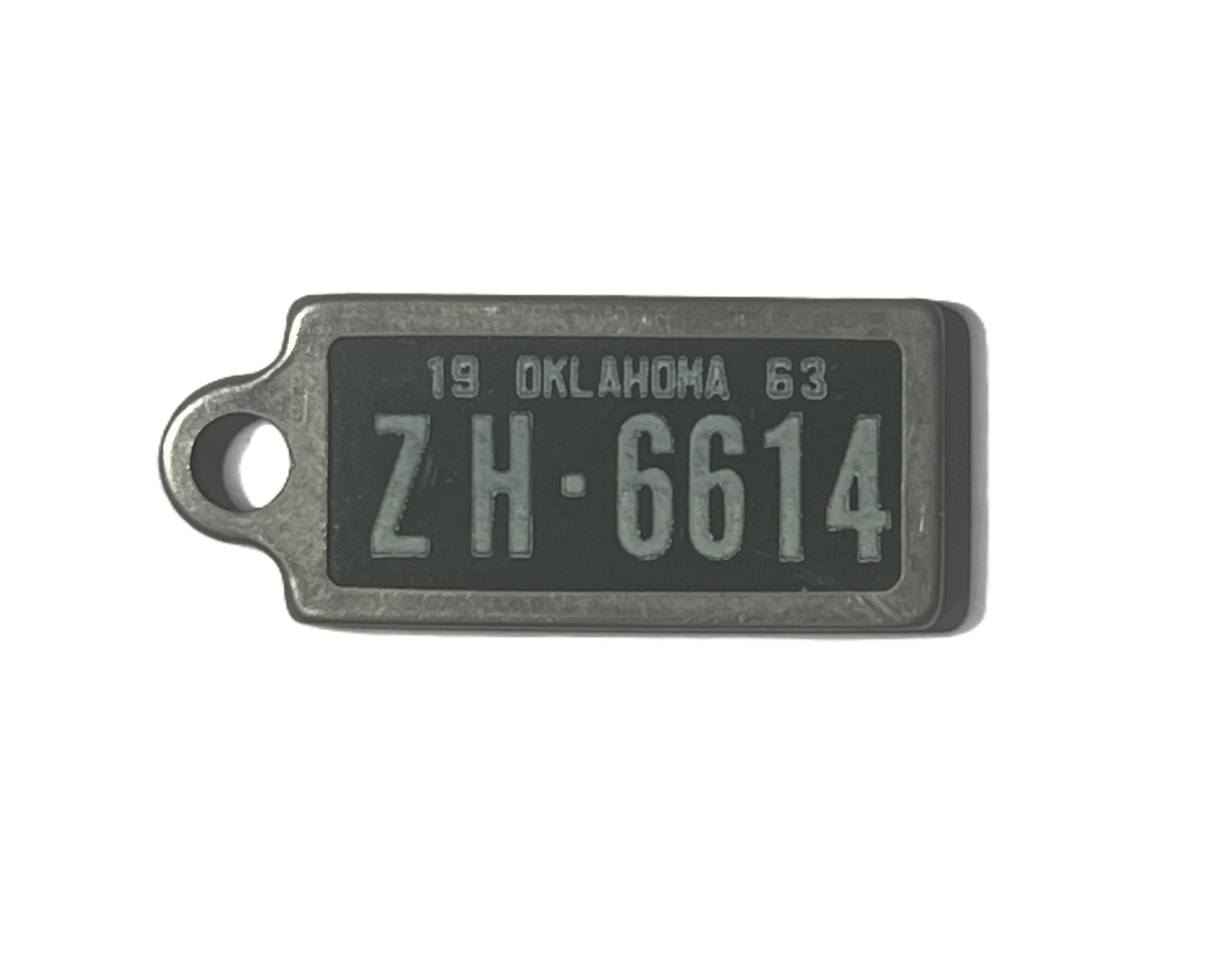 Vintage 1963 DAV Oklahoma Mini License Plate Keychain