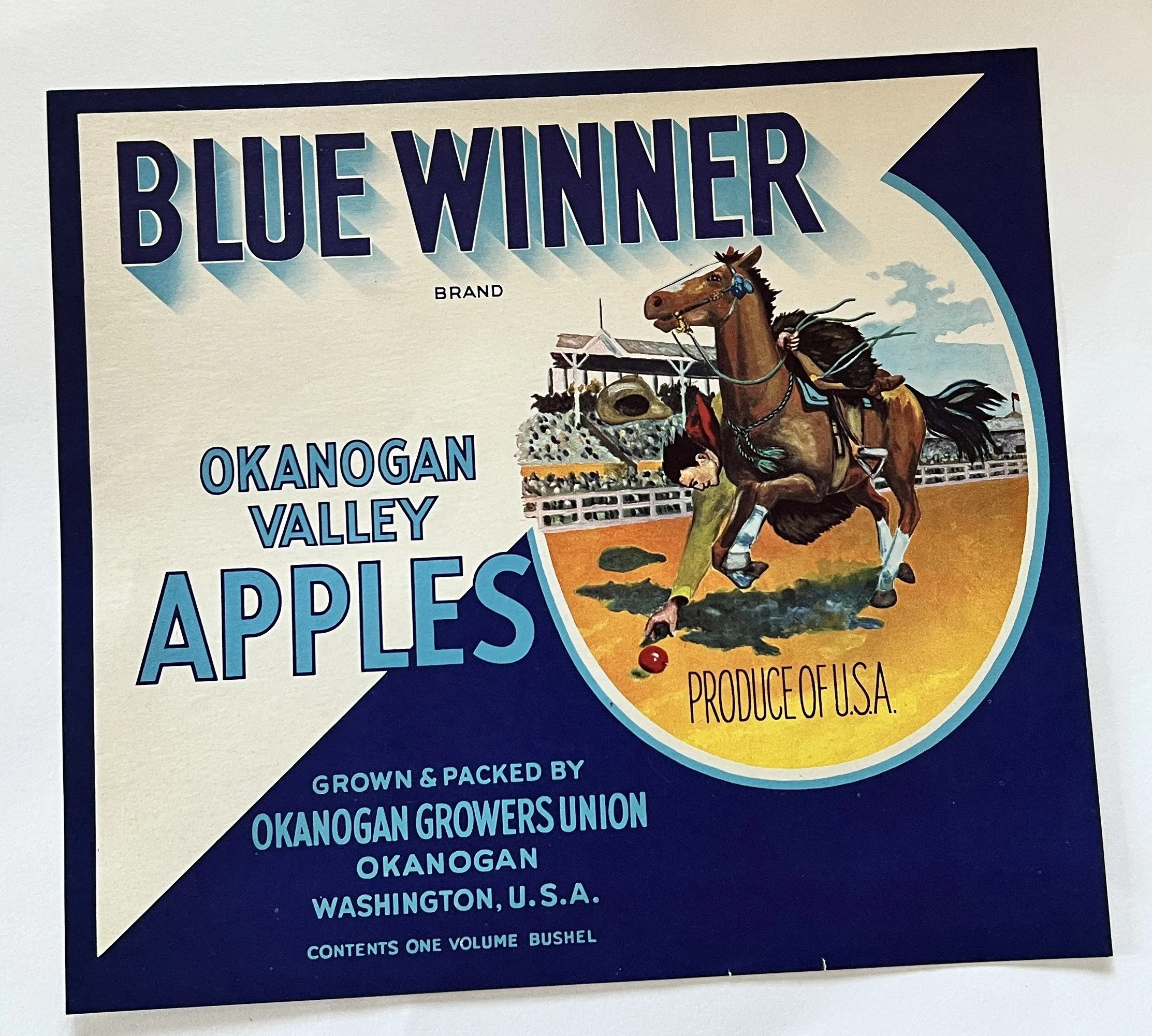 Vintage "Blue Winner" Apple Crate Label