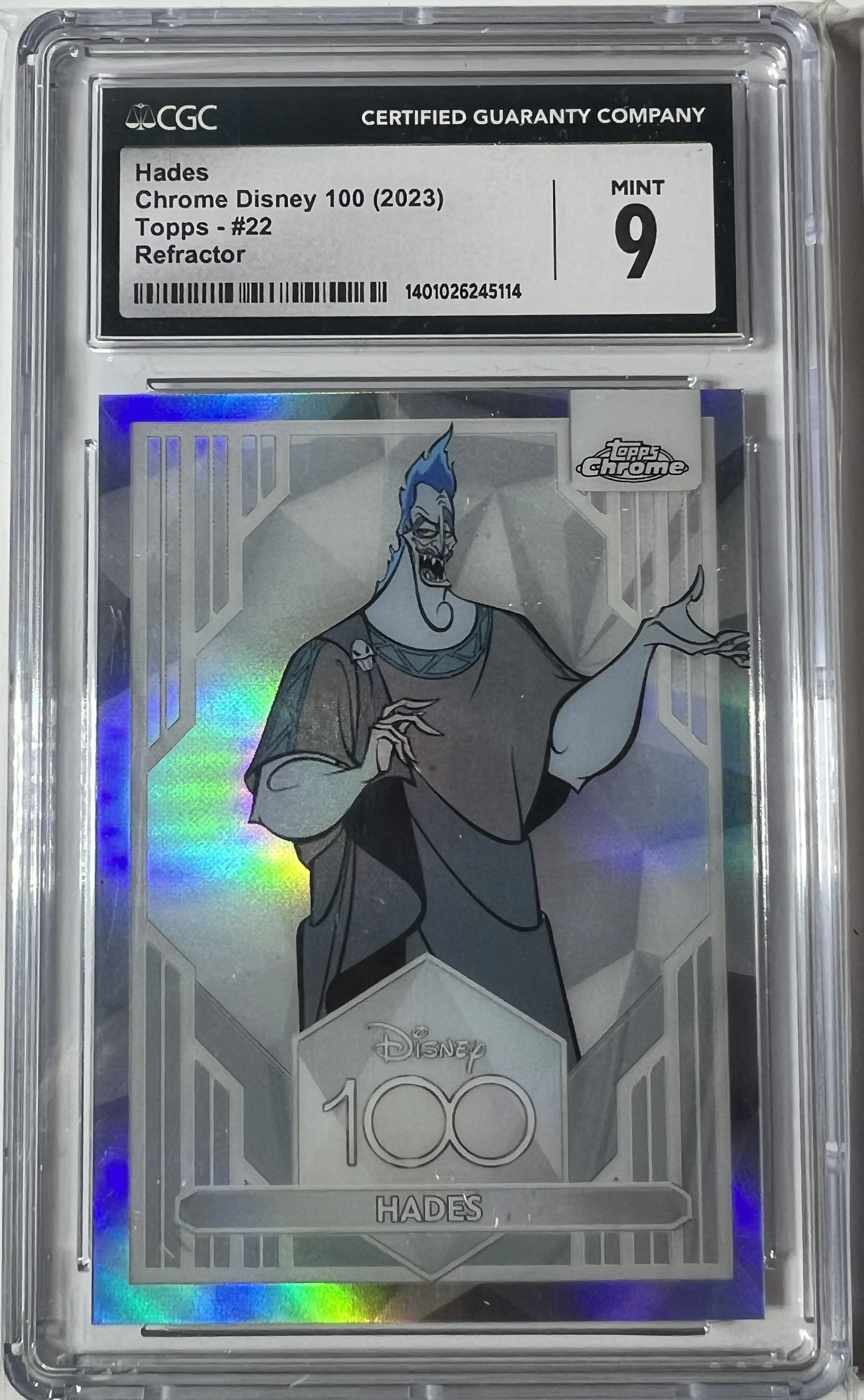 Disney 100 Hades Refractor Trading Card – CGC Graded 9