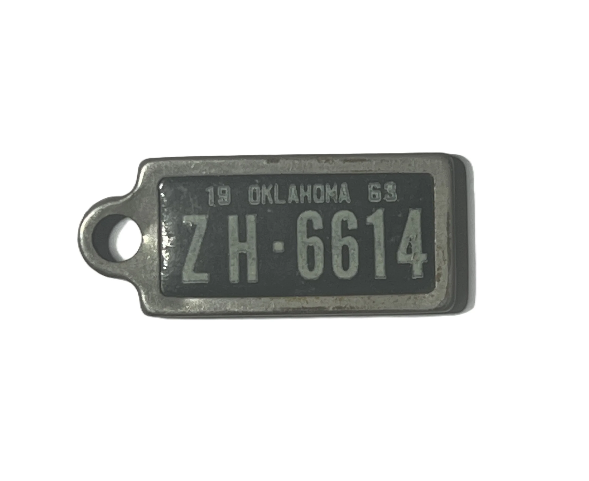 Vintage 1963 Oklahoma DAV Miniature License Plate Keychain