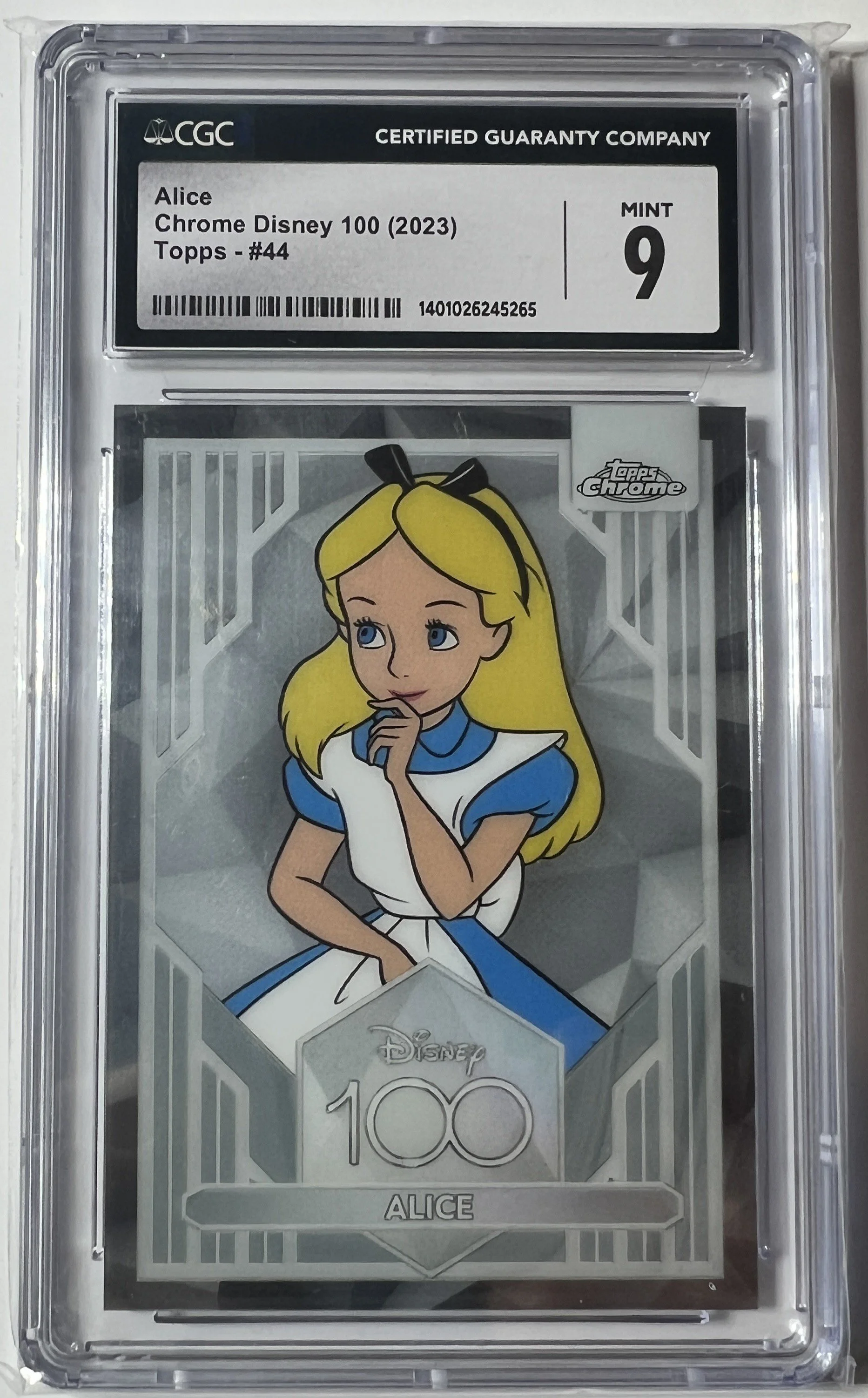 Alice Chrome Disney 100 Card - Mint 9 Graded (2023 Topps #44)
