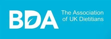 Logo of the Association of UK Dietitians with the acronym 'BDA' and the full name beside it.