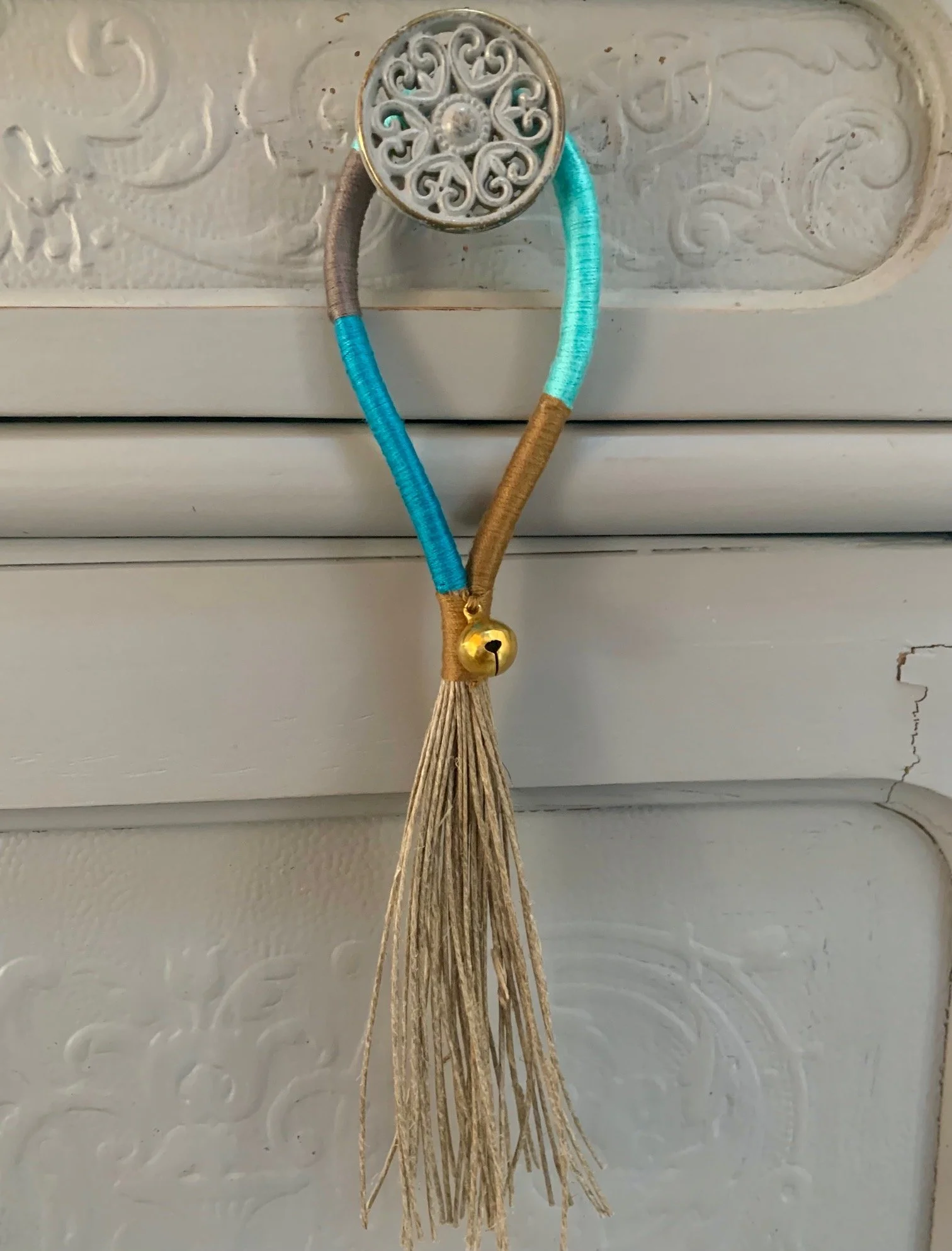 Deko-Anhänger, türkis handgewickelt