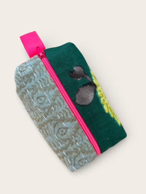 Täschchen klein, gold/grün/beige/neonpink