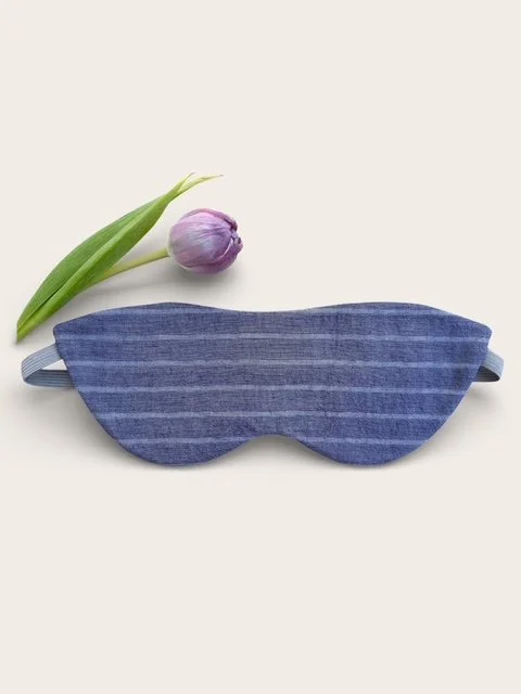 Schlafmaske Damen, jeansblau gestreift