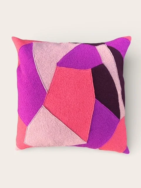 Kissen 50 mal 50cm, Patchwork 100%Wolle, pinkt/rot/rosa