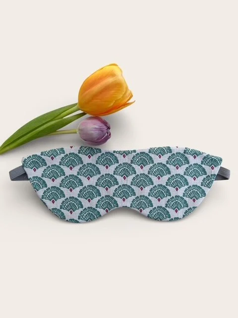 Schlafmaske Damen, grün/weiss gemustert