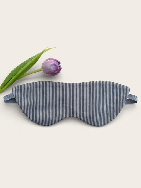 Schlafmaske Damen, beige/grau gestreift