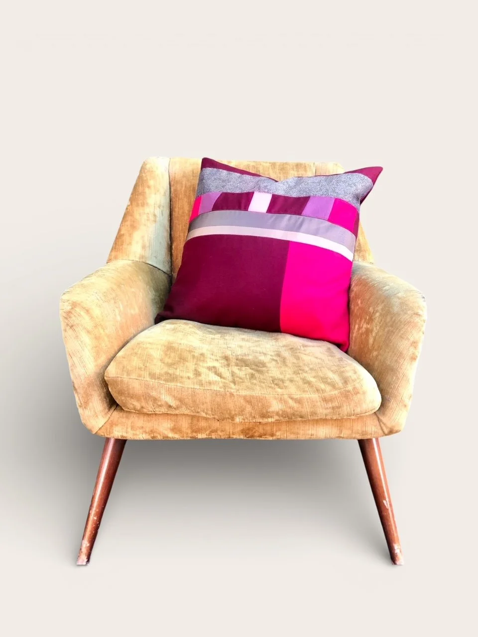 Kissen 50 mal 50cm, Patchwork bronze/gold/rottöne