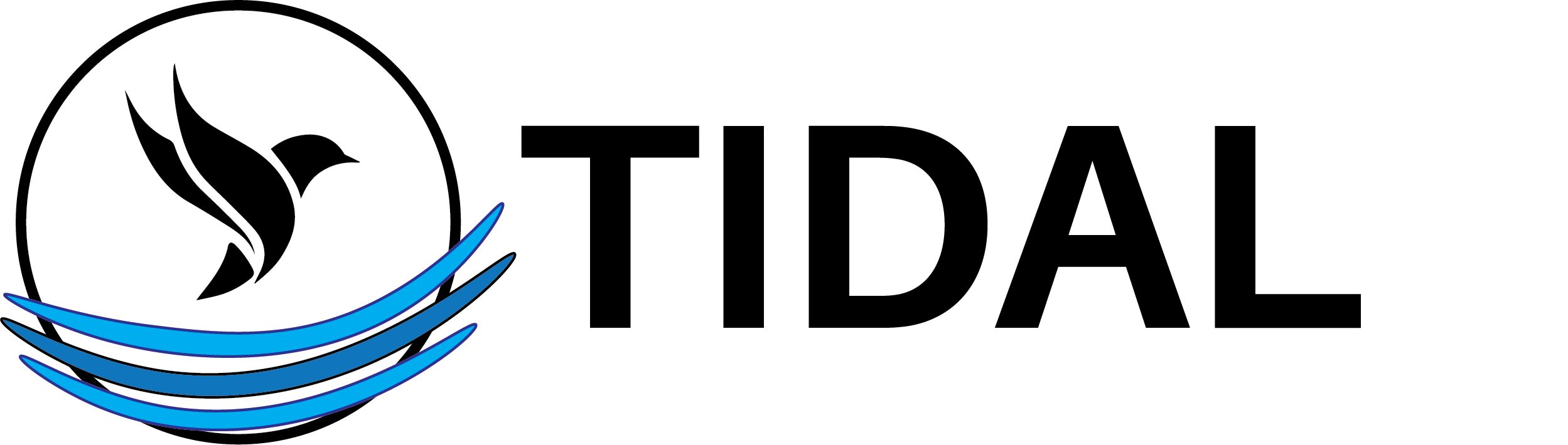 Logo with a stylized bird inside a circle, with blue and black waves beneath, and text that reads 'Aquatic Conservation'.