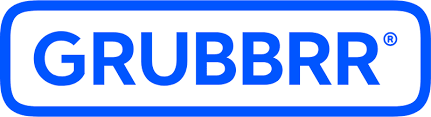 Blue and white logo with the word 'GRUBBRR' in bold uppercase letters.