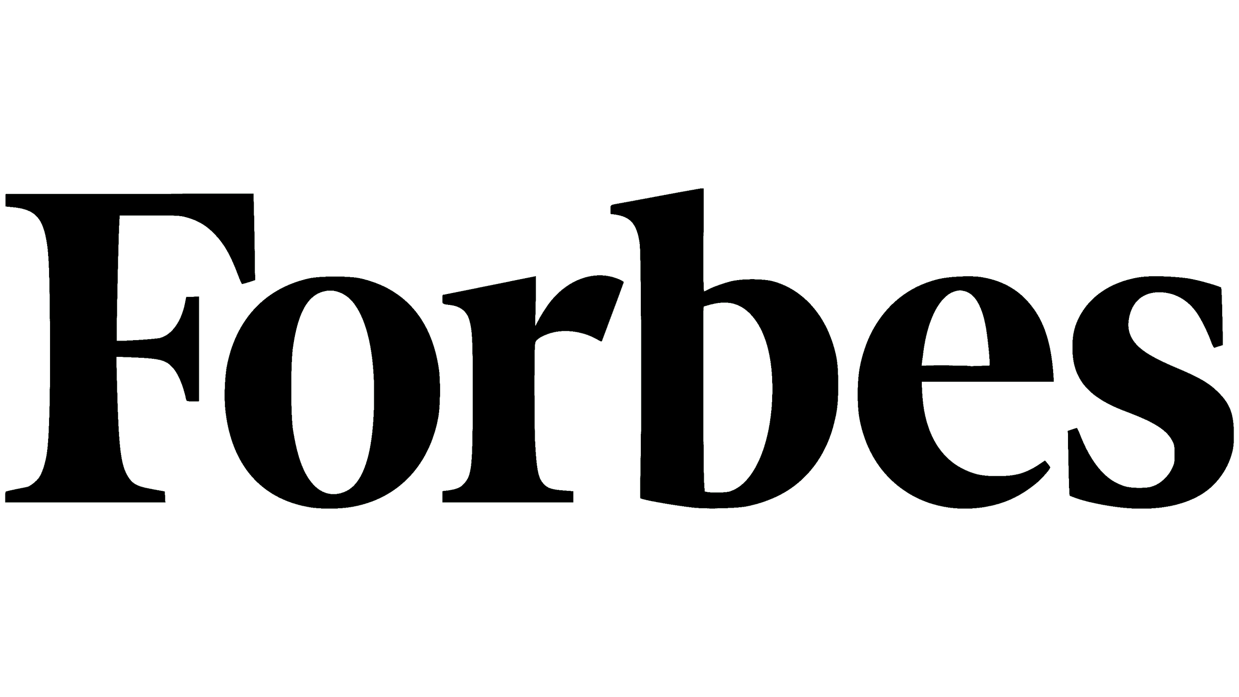 Outline of the 'Forbes' logo in black on a white background.