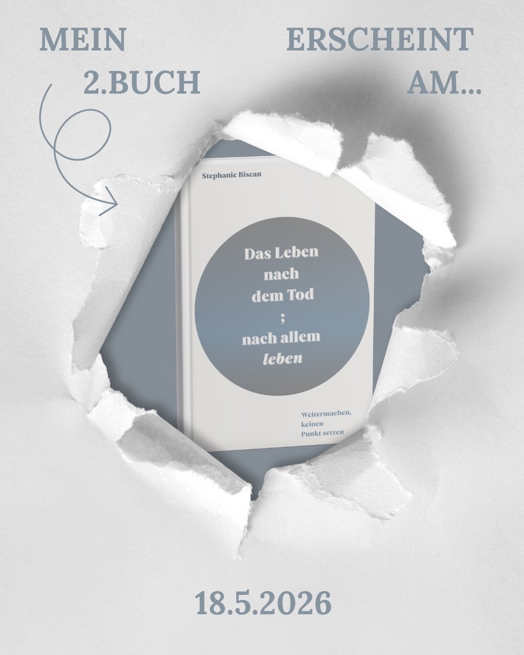 Am 18.05.2026 erscheint mein zweites Buch. 😇

&bdquo;Das Leben nach dem Tod; nach allem leben&rdquo;

Es ist ein Versuch zu beschreiben, wie es ist, weiterzumachen, ohne dass alles schon Sinn ergibt.
Ich wei&szlig; nicht, ob man daf&uuml;r die richt