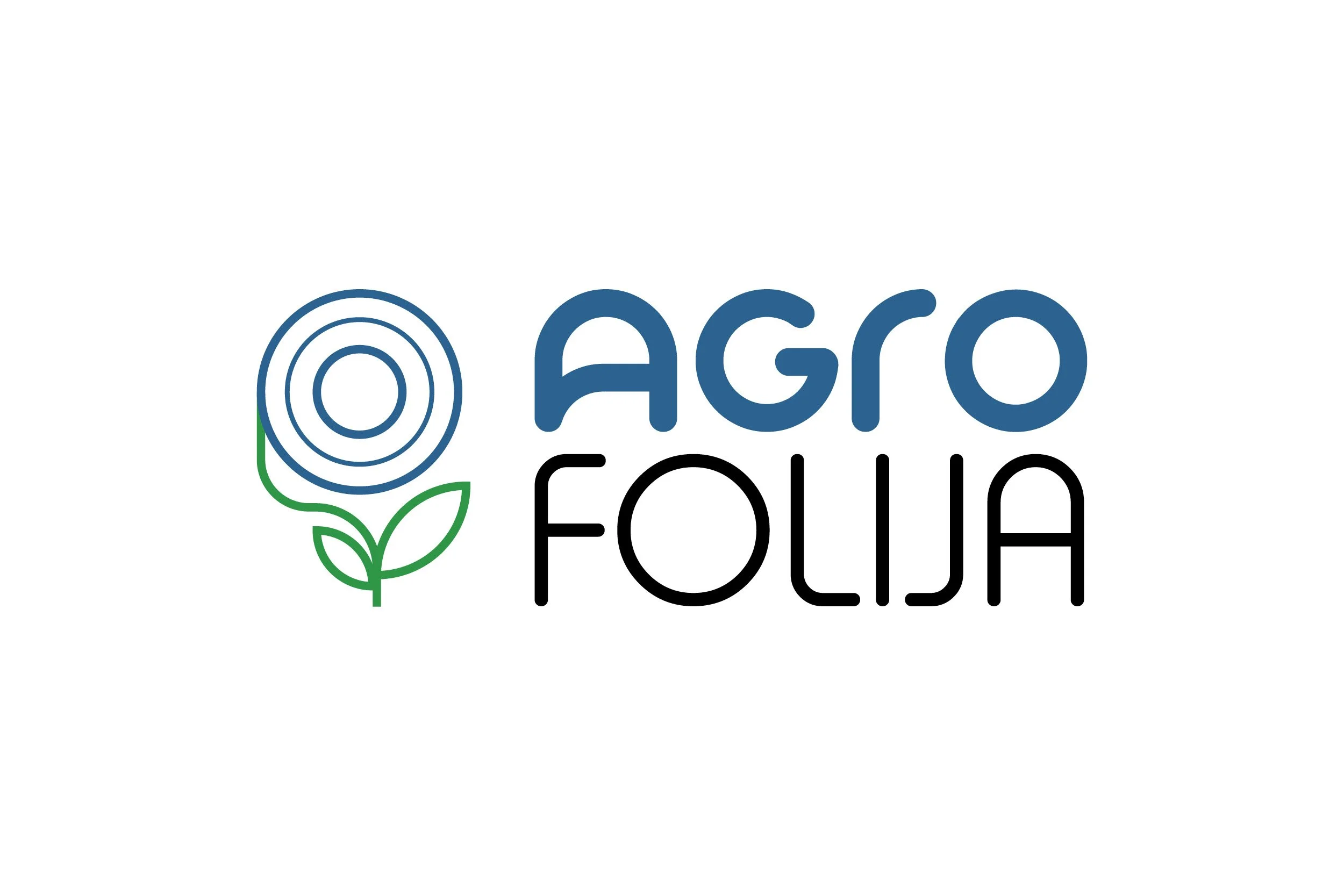 Logo for Agro Folja featuring a stylized blue flower with concentric circles and green leaves, alongside the text 'AGRO FOLJA' with 'AGRO' in blue and 'FOLJA' in black.