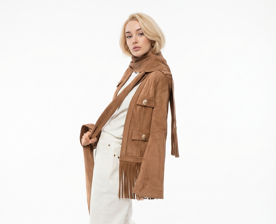 Balmain Suede Leather Jacket Brown