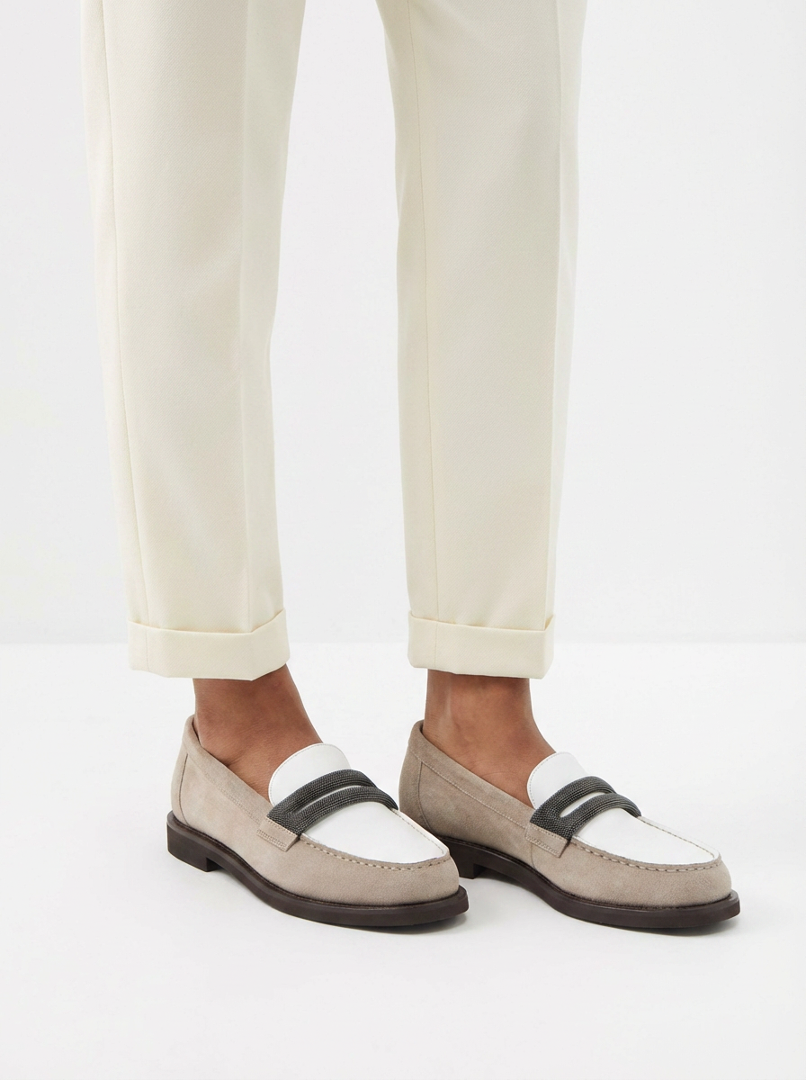 Brunello Cucinelli, Suede Loafer Grey