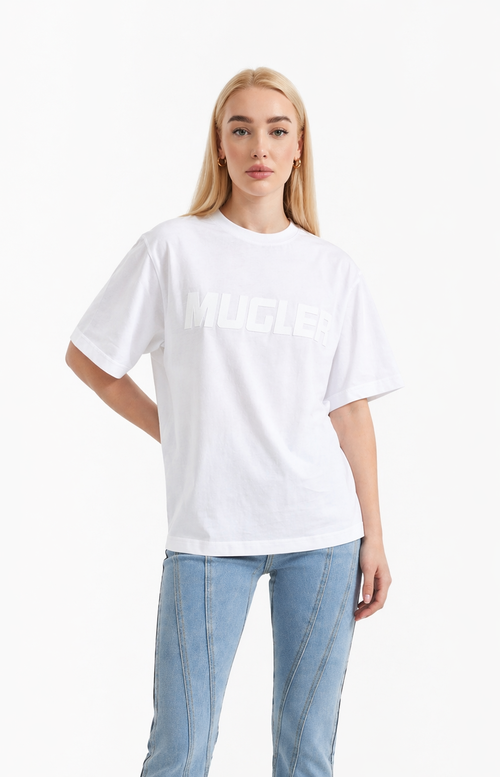 Mugler T-Shirt with Logo- Print in White