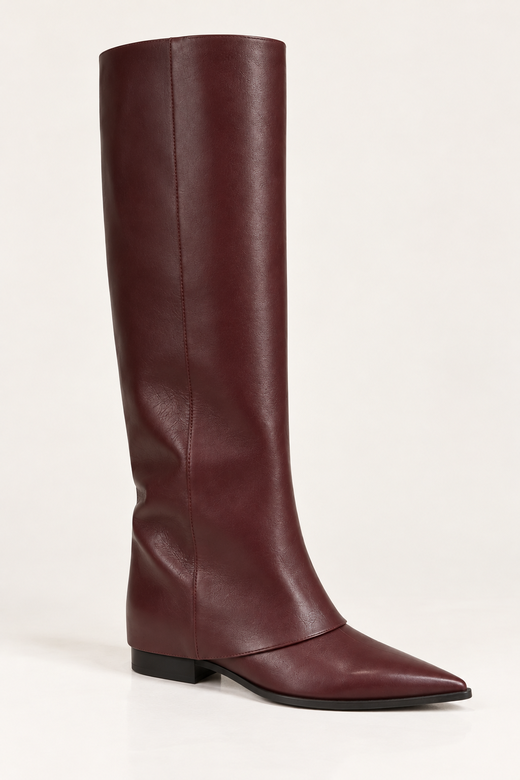 Eleganter burgunderfarbener Lederstiefel.png