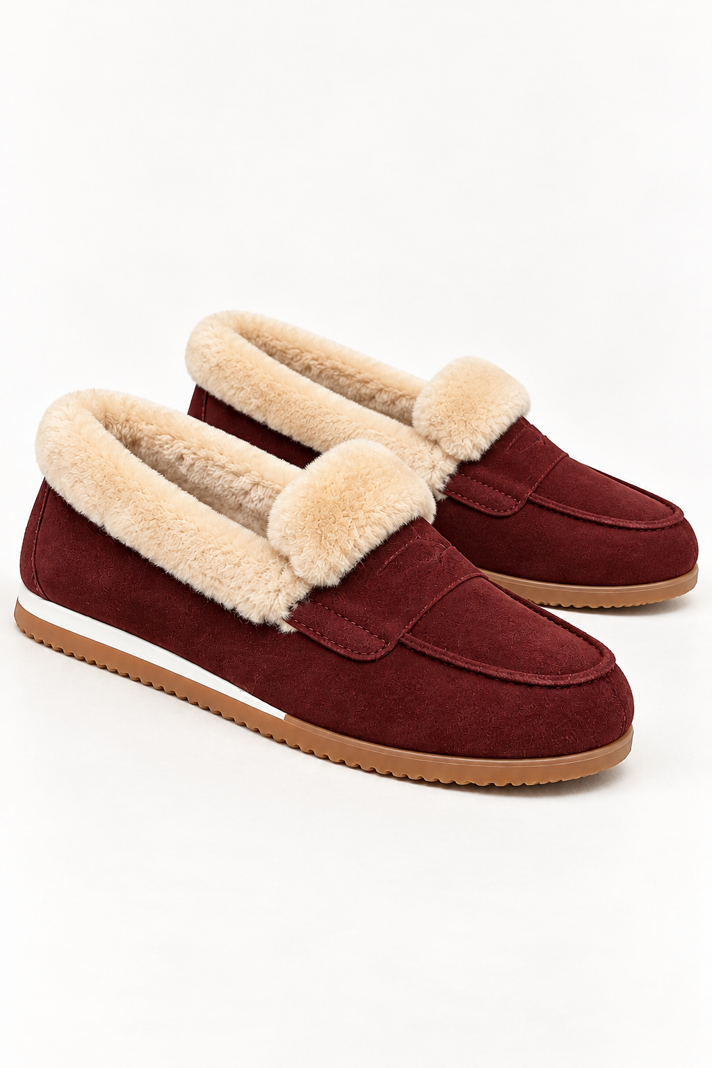 Burgunderfarbene Fellgefütterte Slipper.png