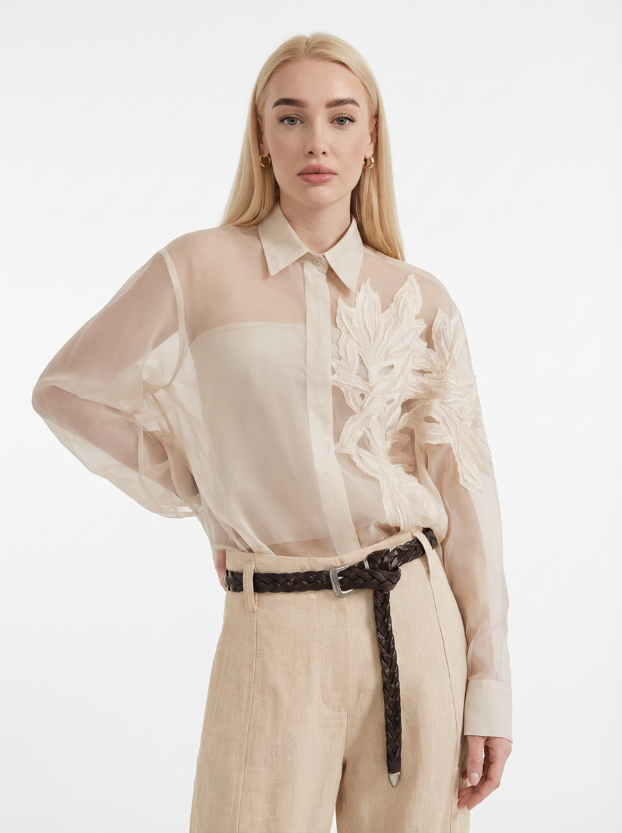 Brunello Cucinelli, Silk Blouse Beige