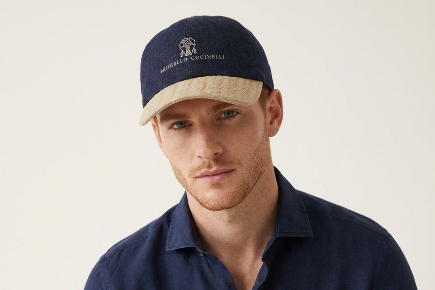 Brunello Cucinelli, Base Cap Blue Beige