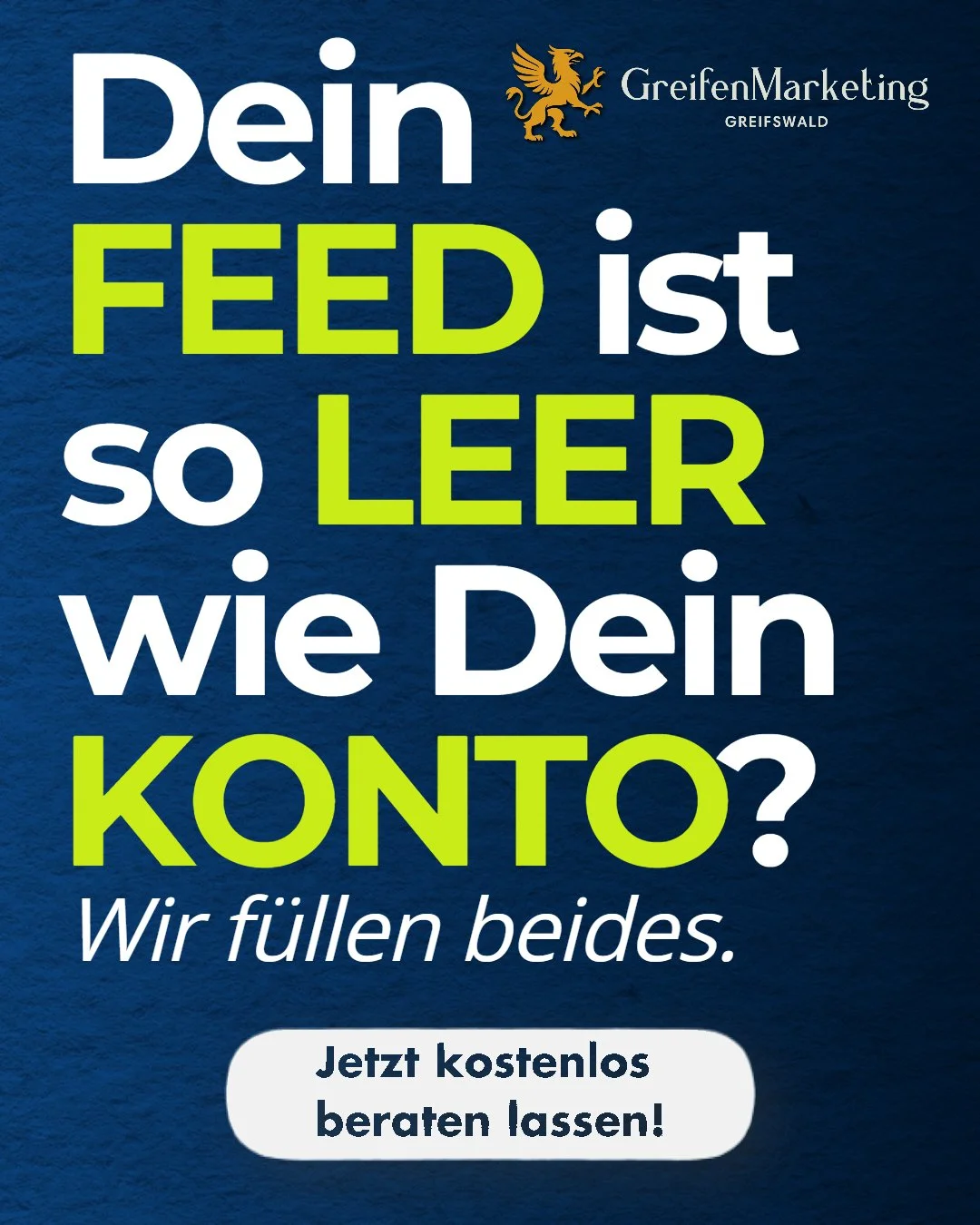 📉 Dein Feed ist leer &ndash; und Anfragen bleiben aus?
📲 Dann wird es Zeit f&uuml;r Social Media mit Strategie.
Wir helfen Unternehmen dabei, sichtbar zu werden, Reichweite aufzubauen 🚀 und Social Media gezielt als Marketingkanal zu nutzen.
Klar. 