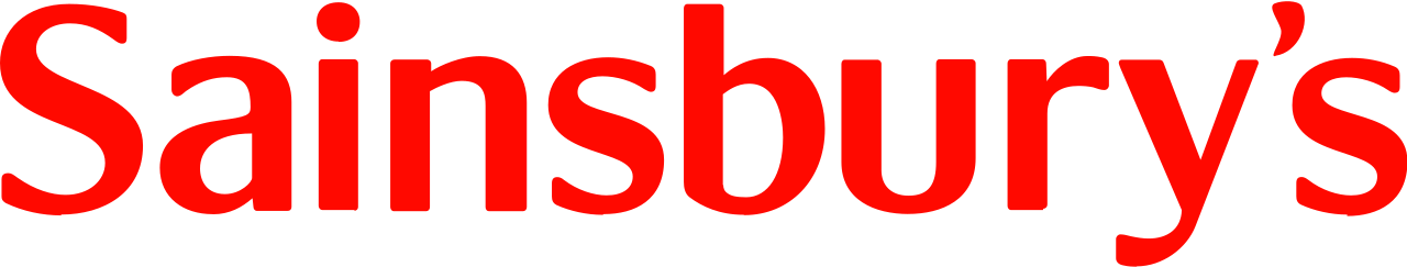 Close-up of the Sainsbury's logo with red and black text.